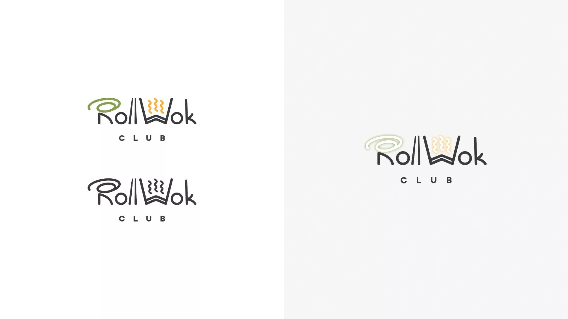 Разработка логотипа и фирменного стиля суши-бара «Roll Wok Club» в Новом Уренгое