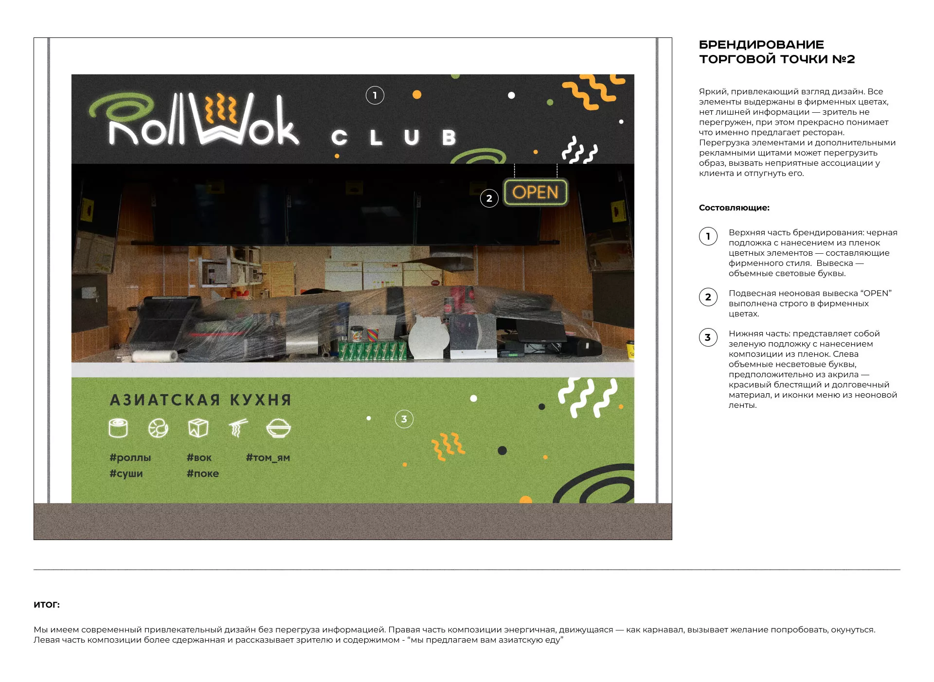 Брендирование торговых точек суши-бара «Roll Wok Club» в Новом Уренгое