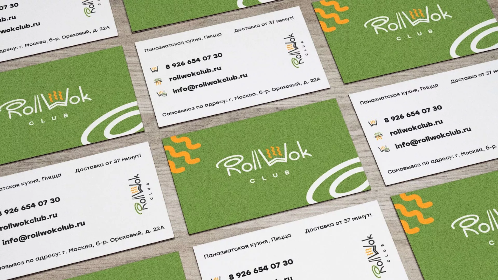 Разработка дизайна визиток суши-бара «Roll Wok Club» в Новом Уренгое