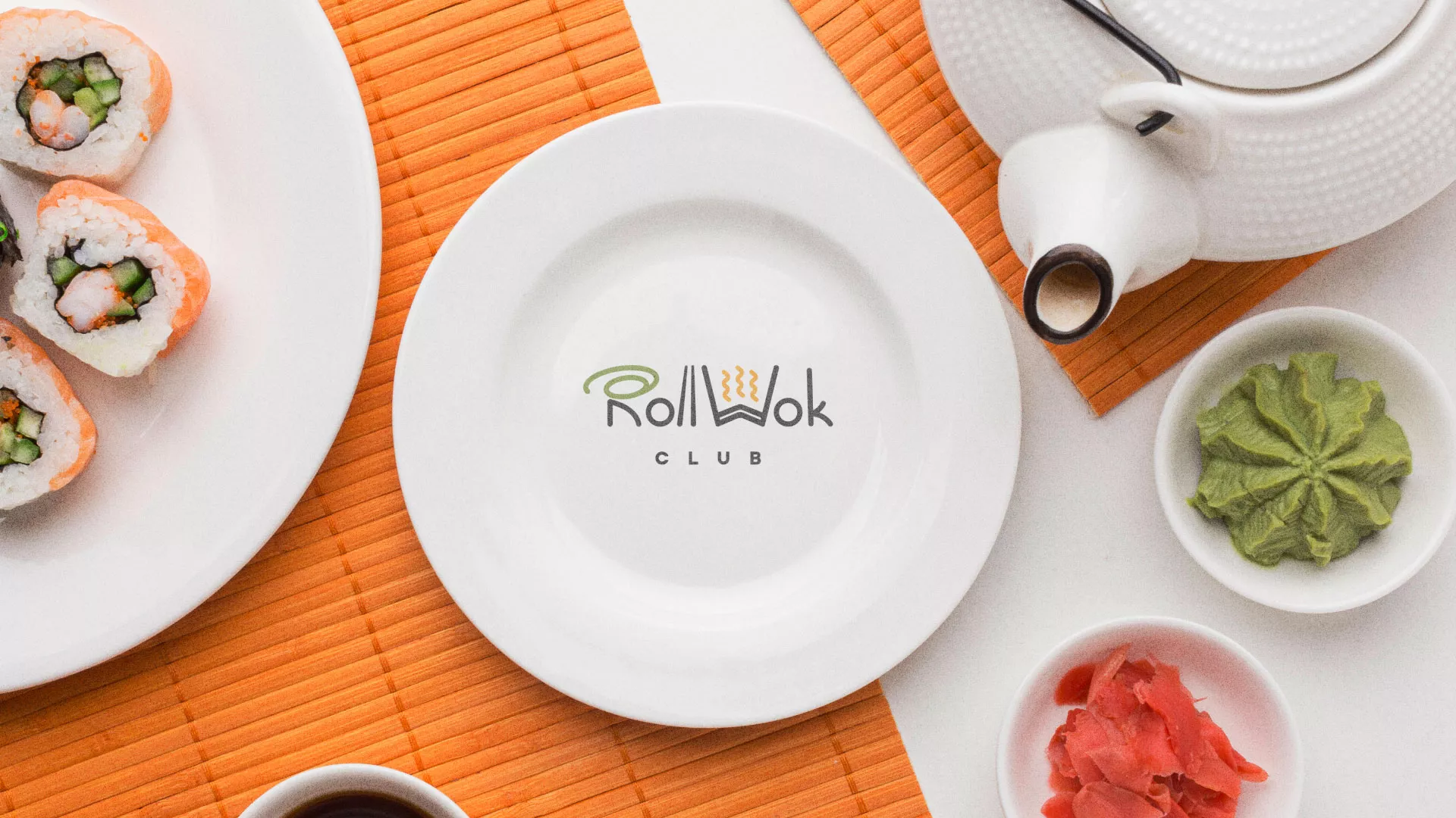 Разработка логотипа и фирменного стиля в Новом Уренгое для суши-бара «Roll Wok Club»